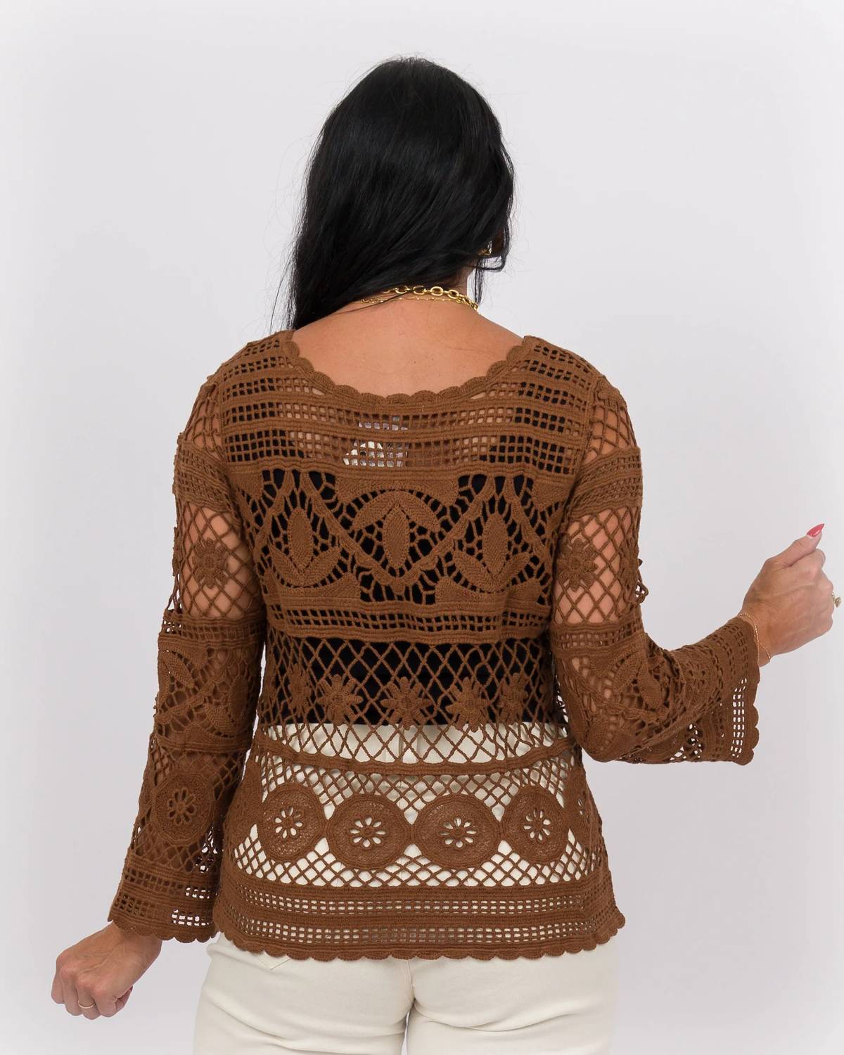 Paparazzi - Women's Crochet Long Sleeve Blouse