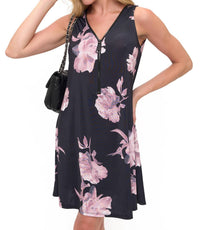 Ariella - Sleeve Flower Zipper Dress