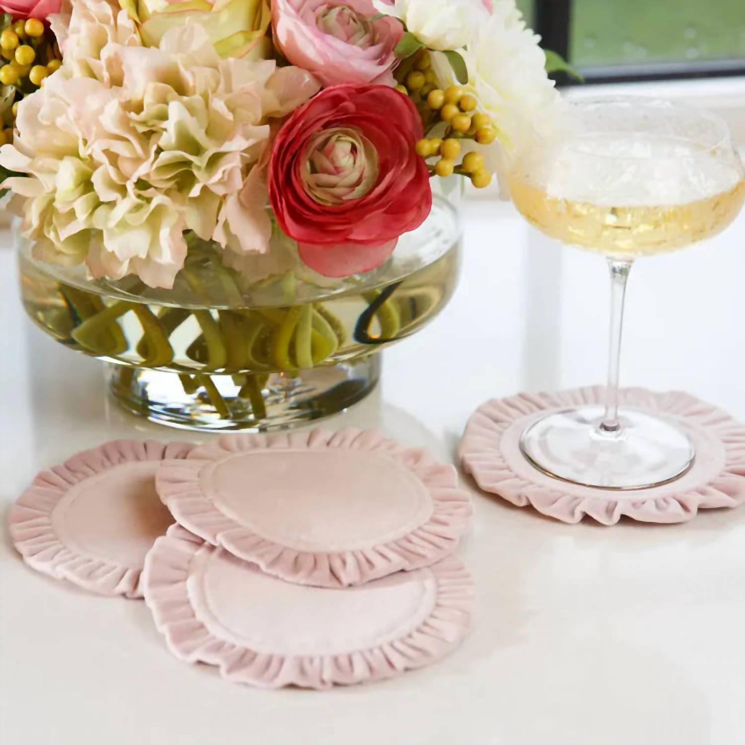 ARTE ITALICA Velvet Coaster Set in dusty pink - item