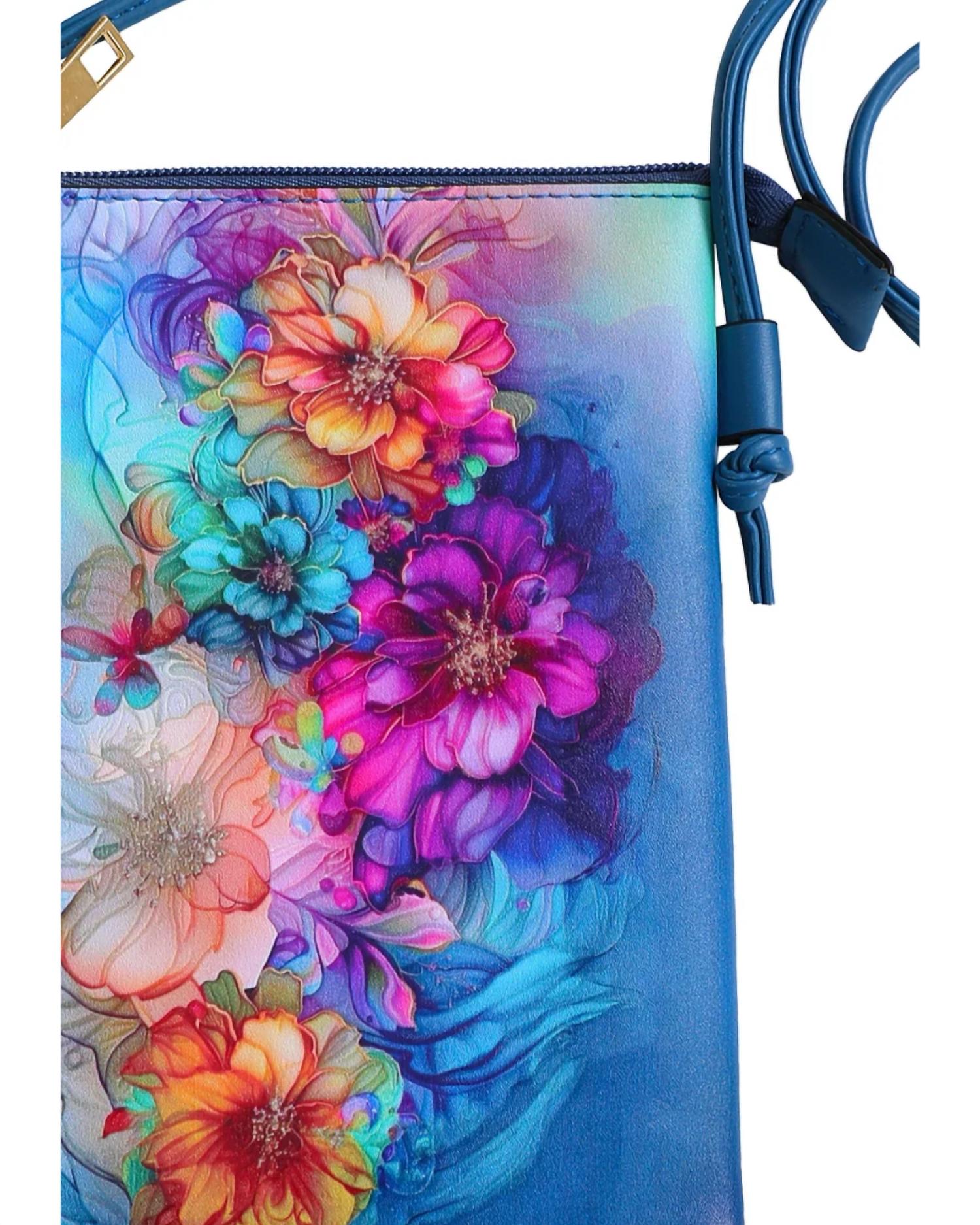 Shine Mark Accessories - Women's Midnight Bloom Crossbody Cell Phone Bag