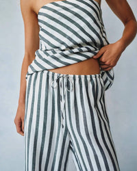 Bella Dahl Wide Leg Crop Drawstring Pant in saint tropez stripe - women's pants - view 4