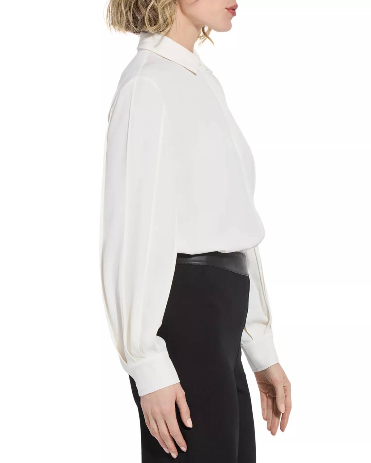 Lysse Ivette Pleated Balloon Sleeved Blouse in white - women's shirt - alternate view