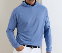 PETER MILLAR Pine Houndstooth Performance Hoodie in sport navy - men's shirt