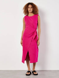 Apricot - Wrap & Knot Cotton Midi Dress