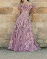Mac Duggal - Oversized Floral Off the Shoulder Dress