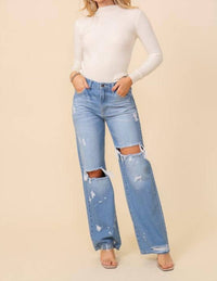 White Label - Distressed Straight Leg Jeans