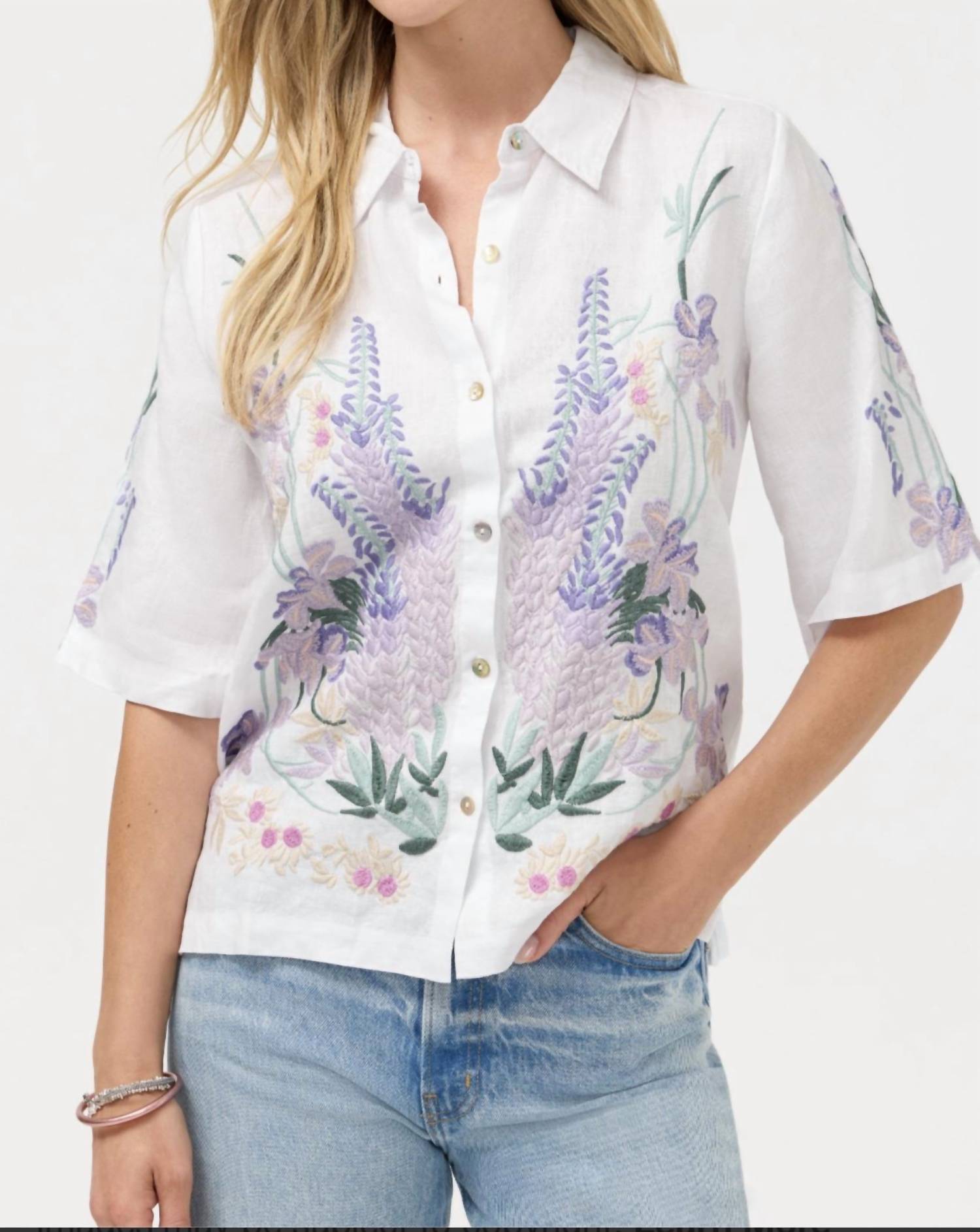 Johnny Was - Marleigh linen kimono sleeve top