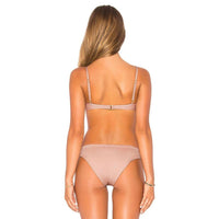 L*SPACE Shine On Me Priscilla Bikini Top in dusty pearl - women's swimwear - detail view