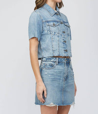 Hidden - Casi Short Sleeve Cropped Denim Jacket