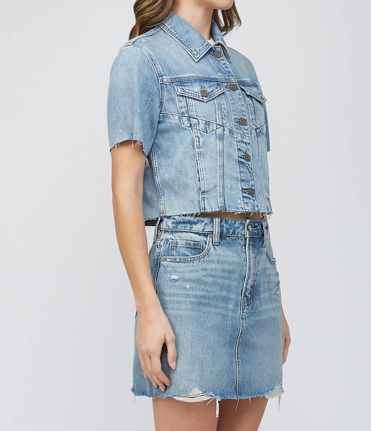 Hidden - Casi Short Sleeve Cropped Denim Jacket