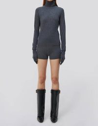 JONATHAN SIMKHAI Dita Cashmere Gloved Turtleneck Sweater in charcoal melange - women's sweater