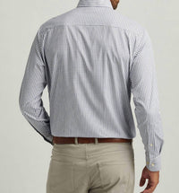PETER MILLAR Hanford Performance Twill Shirt in classic navy - men's shirt - detail view