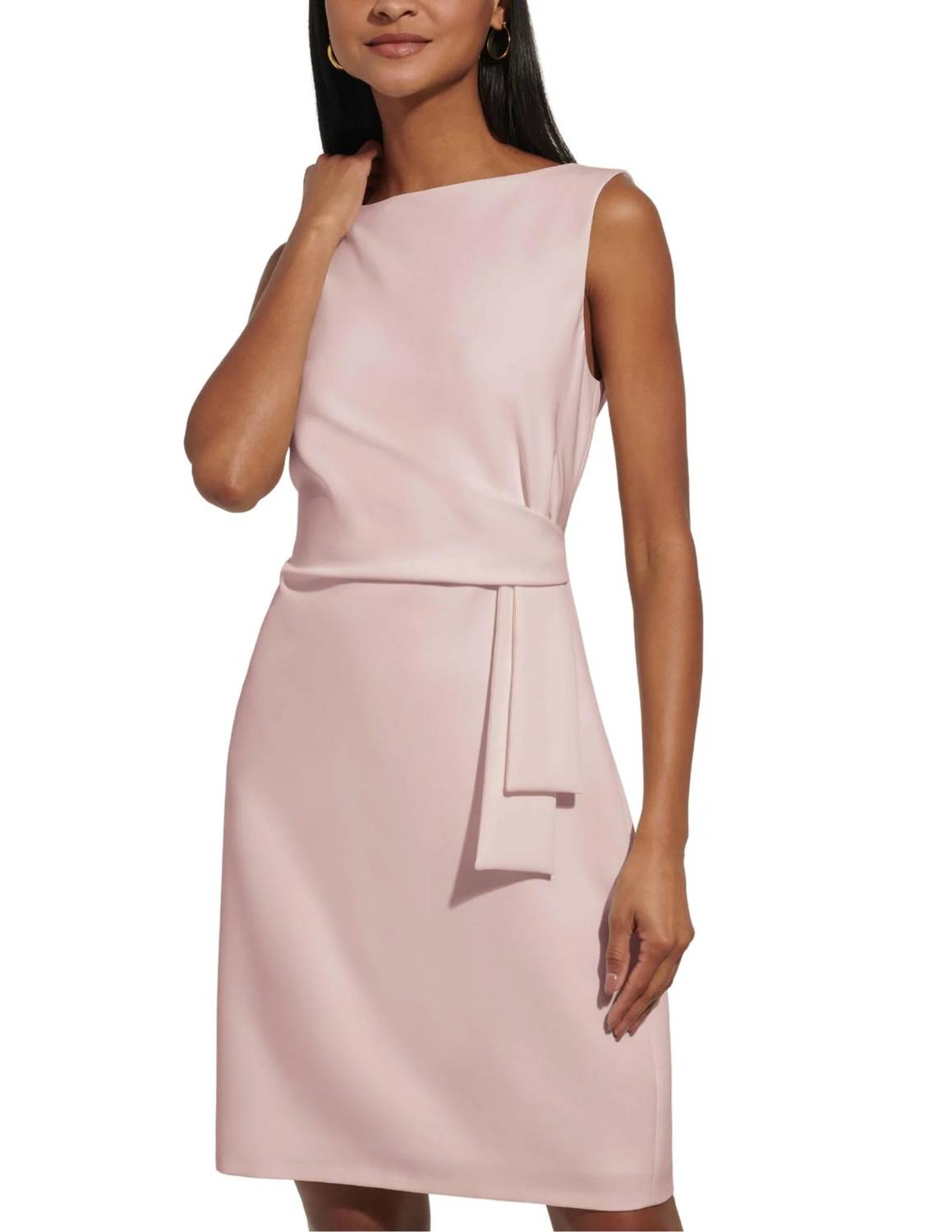 Tommy Hilfiger - Sleeveless Boat Neck Crepe Sheath Mini Dress