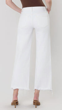 Vervet By Flying Monkey - High Rise Slight Distressed Raw Hem Crop Wide Jeans