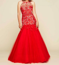 Mac Duggal - Trumpet Ball Gown with Lace