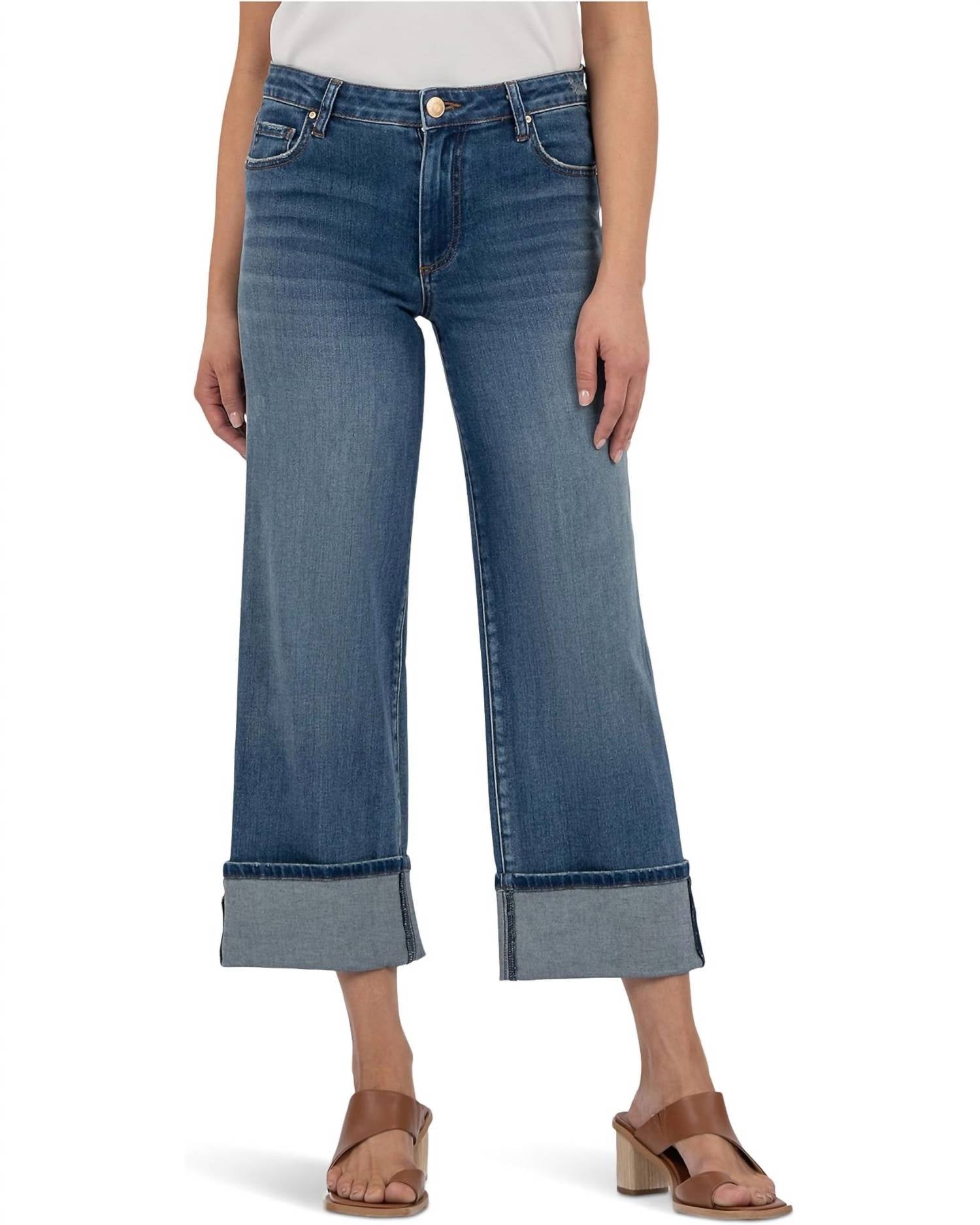 KUT FROM THE KLOTH Charlotte High Rise Jeans With 4" Roll Up in serenity - women's jeans