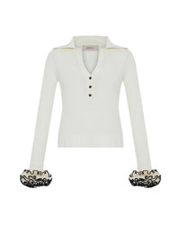 Theo The Label - Women's Nomia Ruffle Sleeve Johnny Sweater