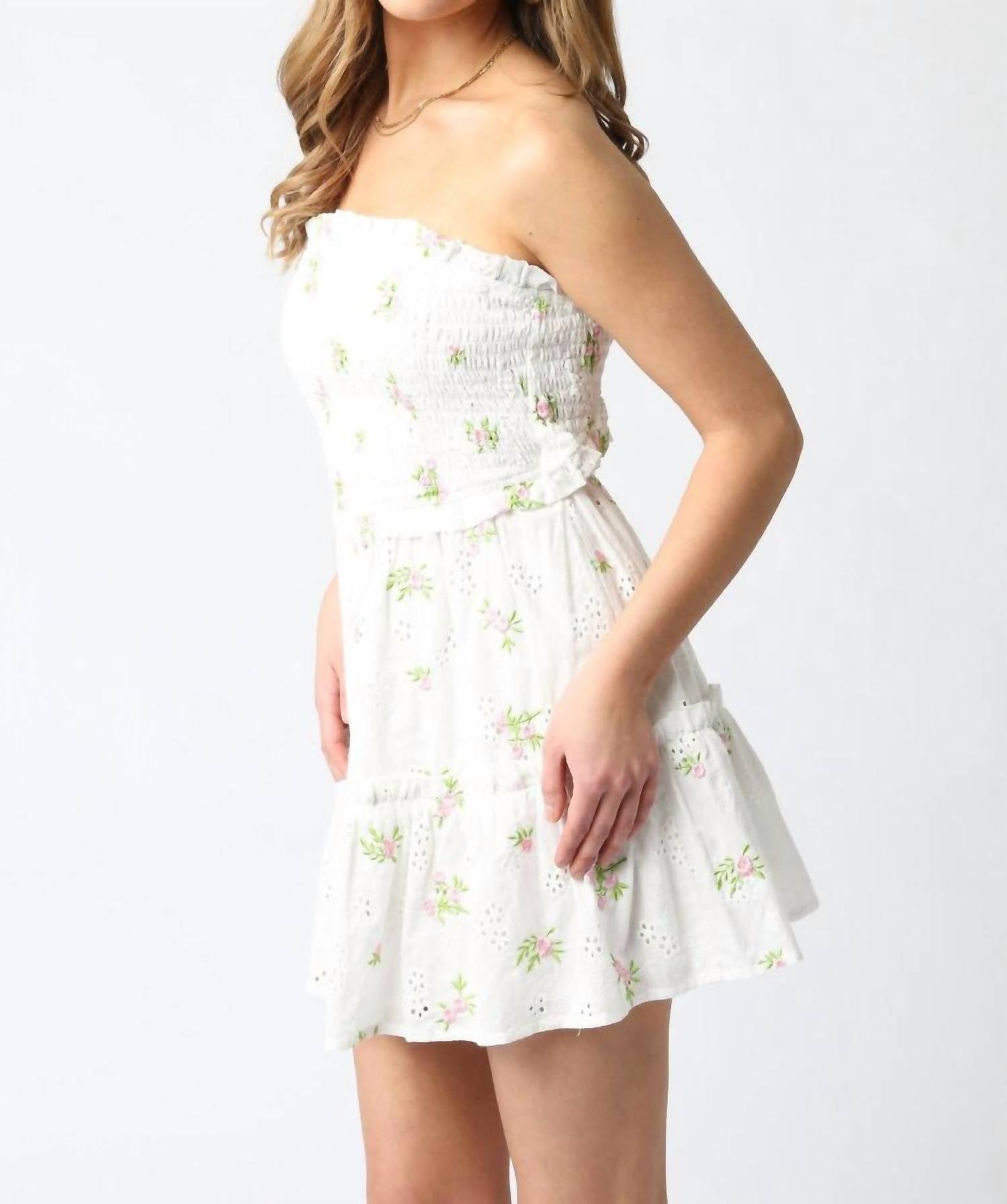 Olivaceous - Kendra Strapless Floral Dress