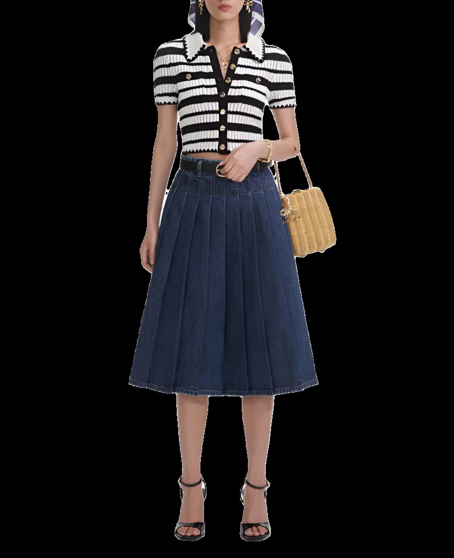 Self-Portrait - Stripe Crochet Top