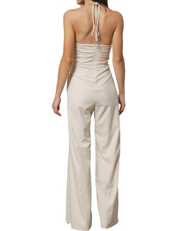 Line And Dot - Seline Front Slit Halter Jumpsuit