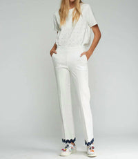 Vilagallo - Straight Leg Trousers Pants With Rick Rack Hem
