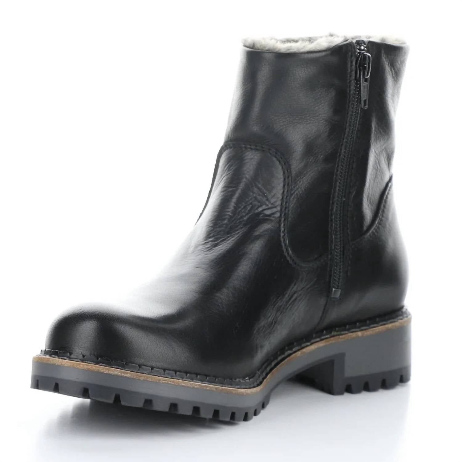 Bos. & Co. Women's Calib Faux Fur Boot in black leather - women's shoe