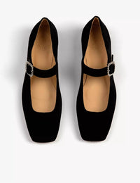 PENELOPE CHILVERS Women’s Low Mary Jane Diamante Velvet Shoes in black - women's flats - alternate view