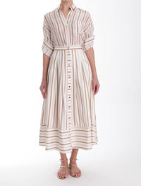 Karina Grimaldi Spencer Striped Midi Skirt in multi stripe - women's skirt