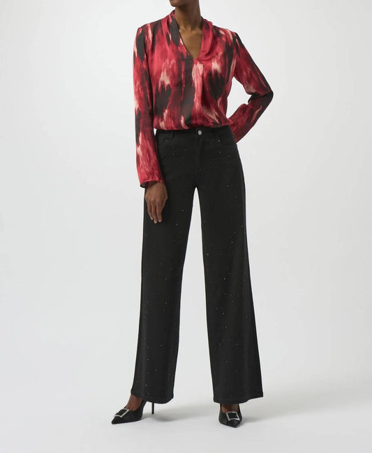 Joseph Ribkoff - Satin Abstract Print Straight Top