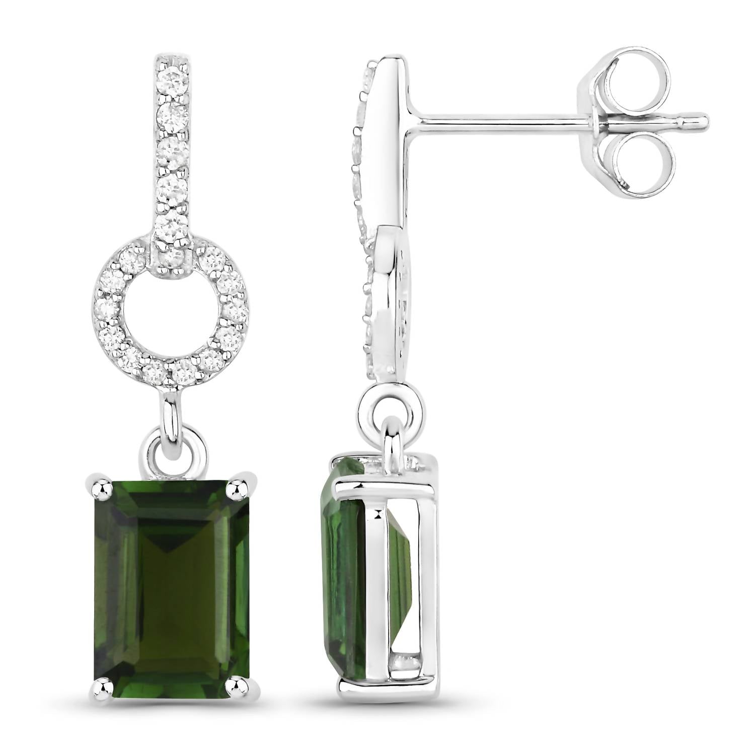 Diana M Jewels Women's Octagon Natural Tourmaline Stud Earrings (2.28 Ct) - Classic Plus in 14k white gold - women's jewelry - detail view