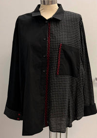 Terra Women's Button Up Top in charcoal black - women's shirt