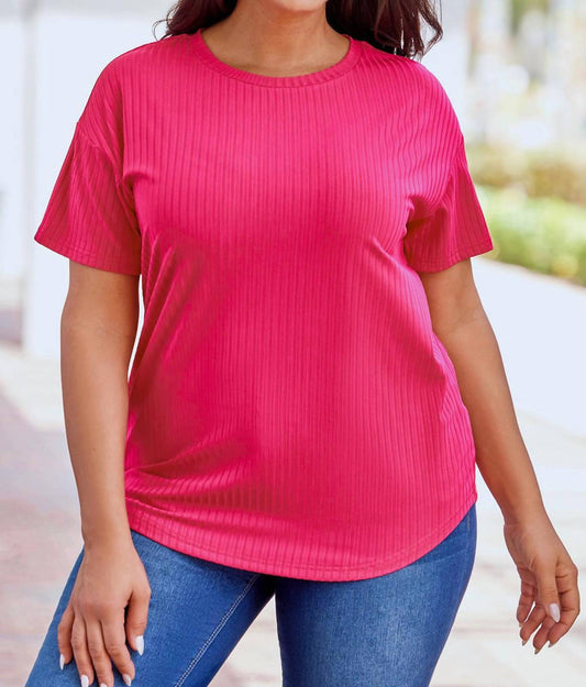 Dear Lover - Rose Plus Size Ribbed Knit Top