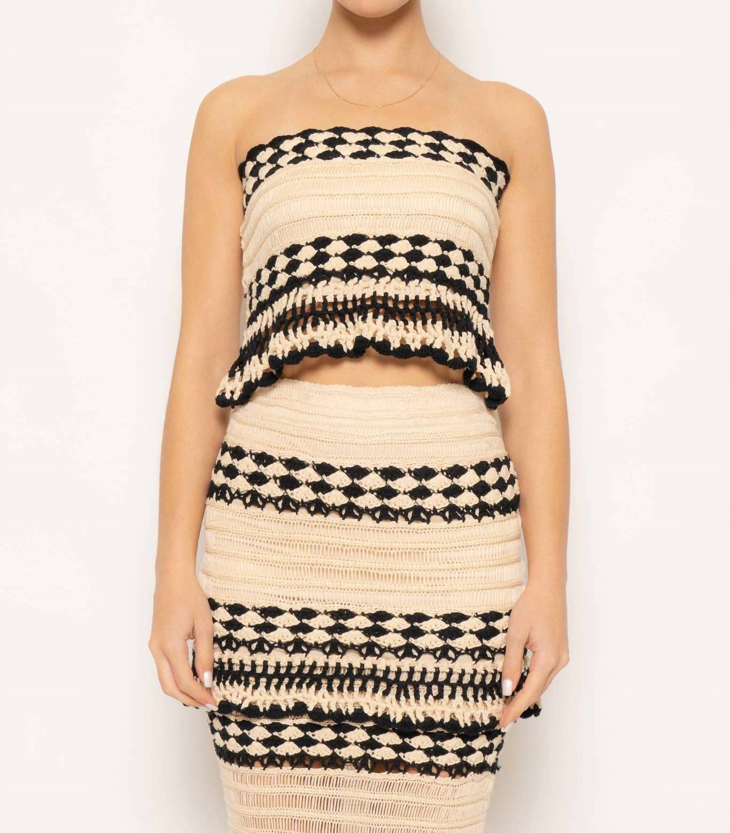 Fore Collection - Strapless Crochet Crop Top