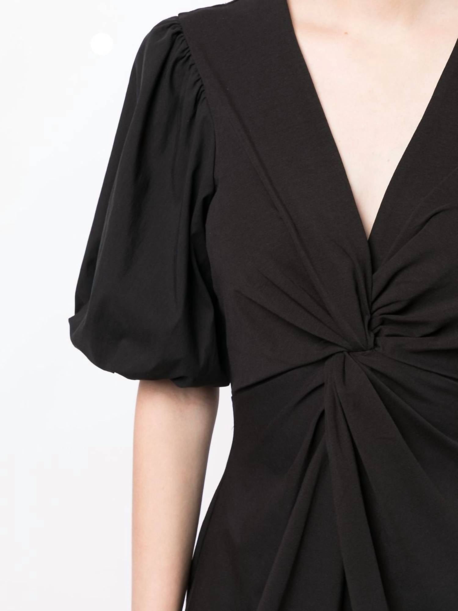 Cinq A Sept - Bette V-Neck Poplin Puff Sleeves Mini Dress
