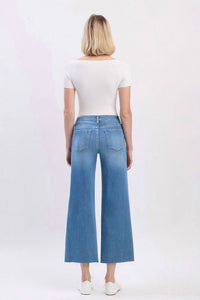 Vervet By Flying Monkey - Aileeah High Rise Raw Hem Crop Slim Wide Leg Jeans