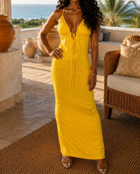 Surelymine - Golden Hour Tie-Front Maxi Dress