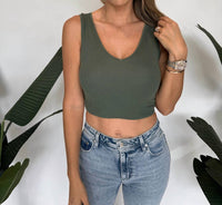 LAmade Clement Crop Tank in olive - women's tank top
