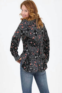 Nostalgia - Printed Shirt With Lace Up Back
