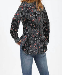 Nostalgia - Printed Shirt With Lace Up Back