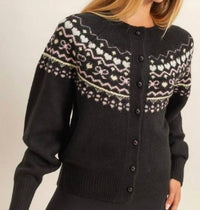 Hyfve - Button-front Fair Isle Sweater Cardigan