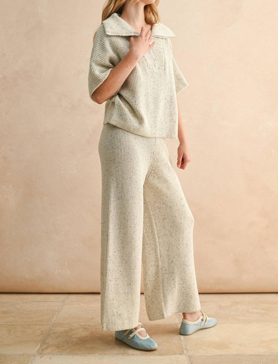 Miou Muse - Salt And Pepper Knitted Pants