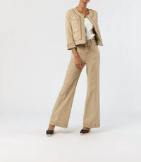 Ann Mashburn Camille Patch-pocket Jean in khaki stretch canvas - women's pants