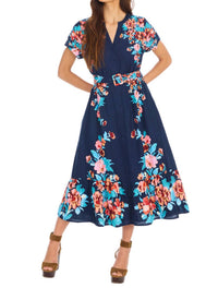 ALLISON NEW YORK Lizzy Midi Dress in navy floral - women's dress