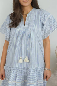 NIBI MTK Sicily Dress in blue seersucker - women's dress - alternate view