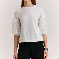 The H Edition - Millie Lace Elbow Sleeve Sweater