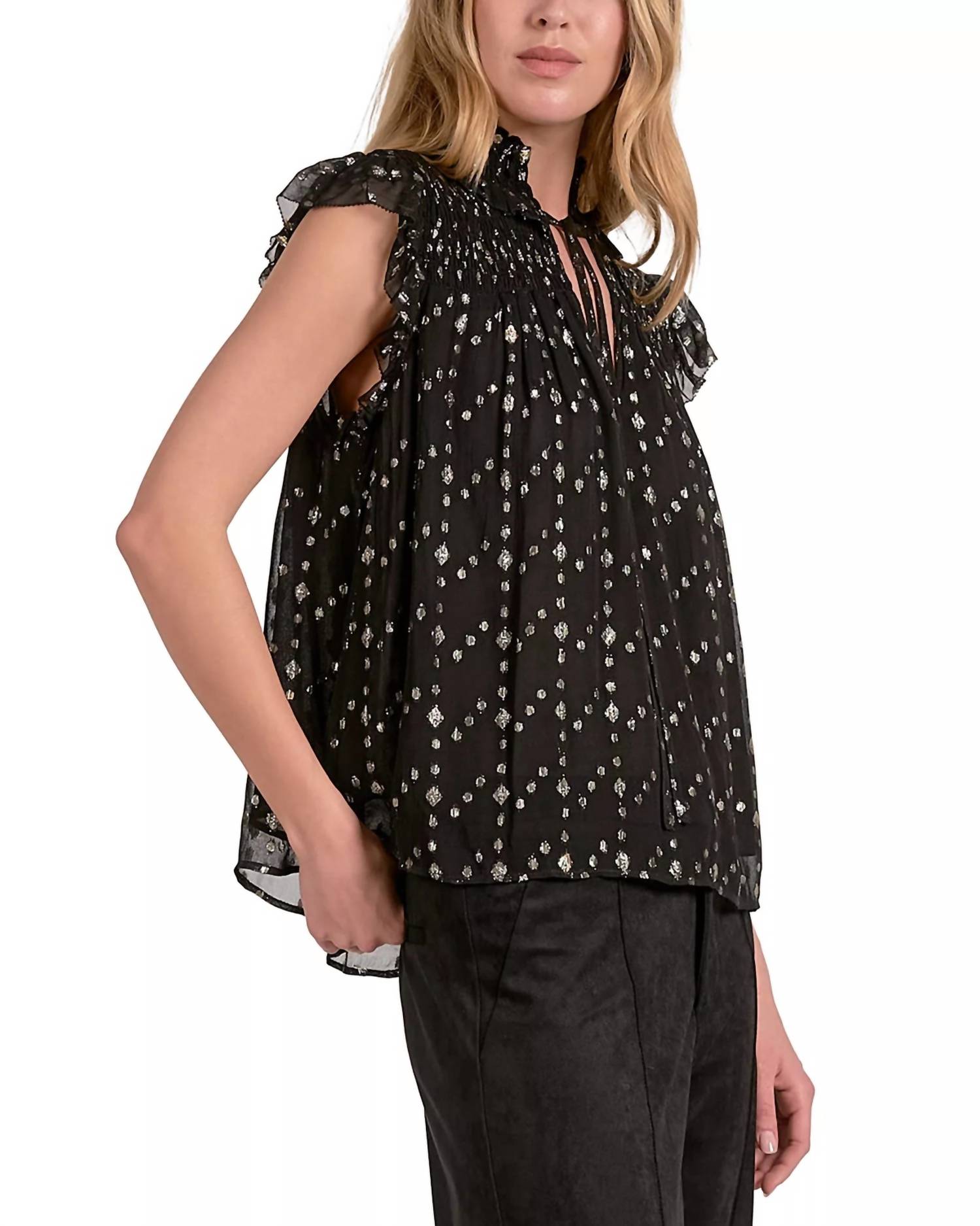 Elan - Metallic Clip Dot Top
