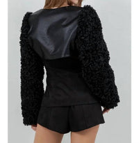 Whiteroom+Cactus - Faux Leather Sherpa Combo Bolero Moto Jacket