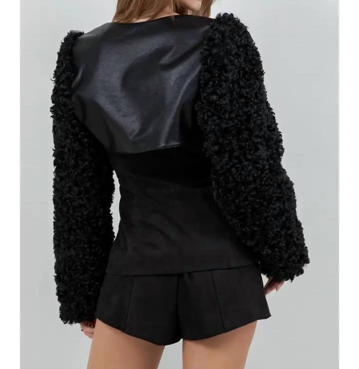 Whiteroom+Cactus - Faux Leather Sherpa Combo Bolero Moto Jacket
