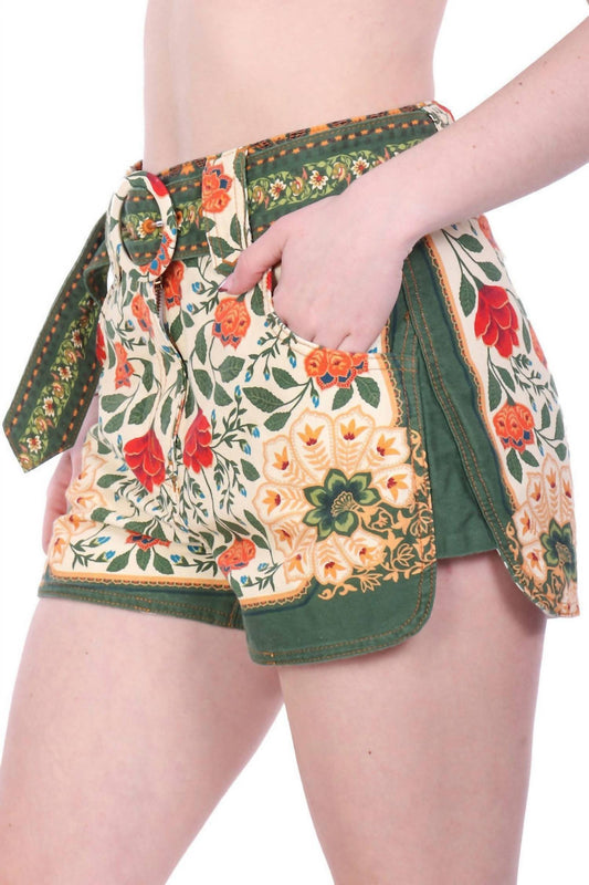 Farm Rio - Sand Garden Tapestry Belted Shorts