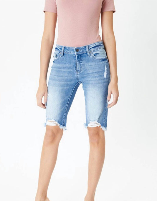 Kancan - Mid Rise Distressed Hem Detail Bermuda Short